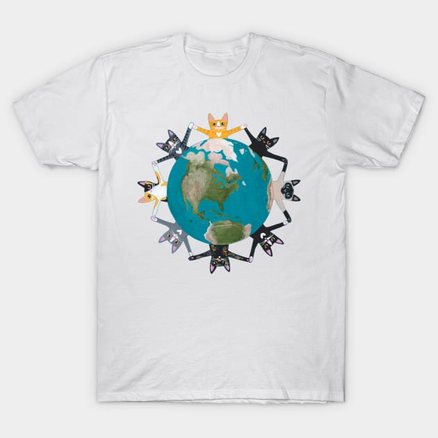 Earth Day Cats T-Shirt by KilkennyCat Art